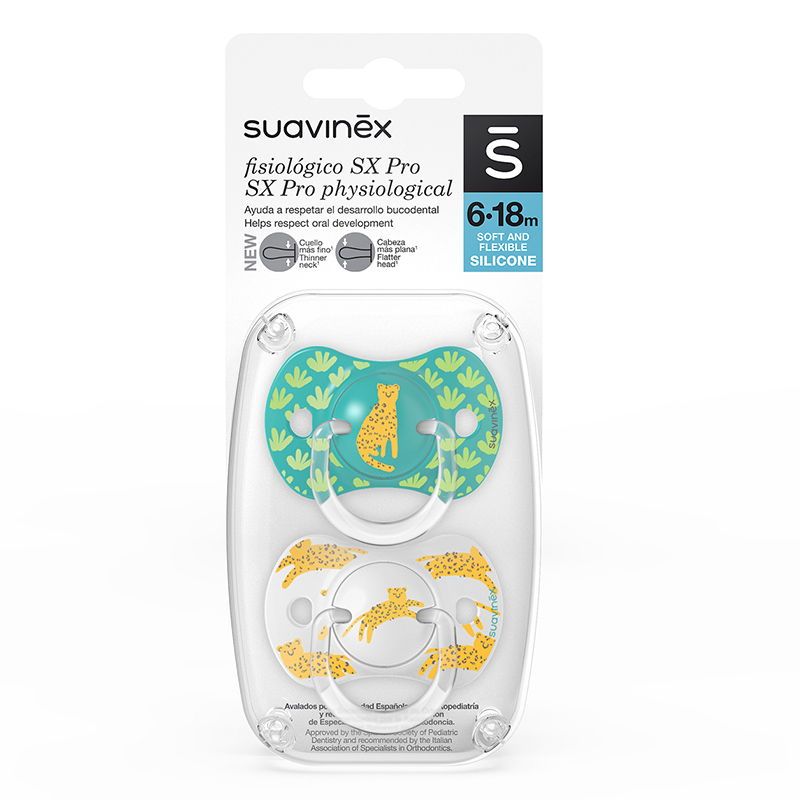 Suavinex, Pack de 2 Chupetes con Tetina Fisiológica de Silicona SX