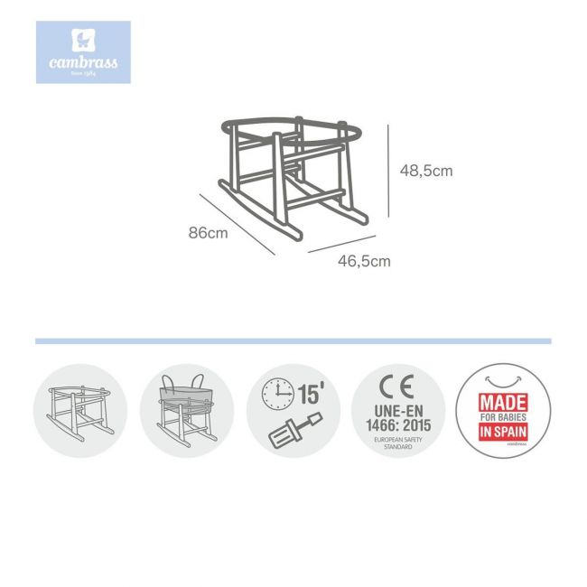 Portamoises Madeira Balanço Liso E 46.5X86X48.5cm Branco CAMBRASS - 7