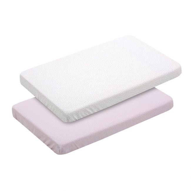 Lençol de Berço Pack 2 Unid. 50X82X10 Cm Vichy10 Rosa