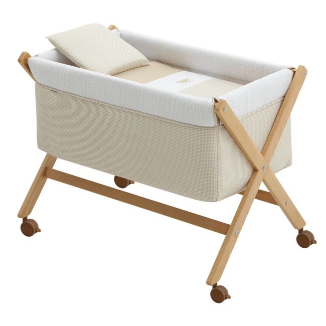 Minicama de Tesoura em Madeira Vichy10 Bege/Natural 55X87X74 Cm