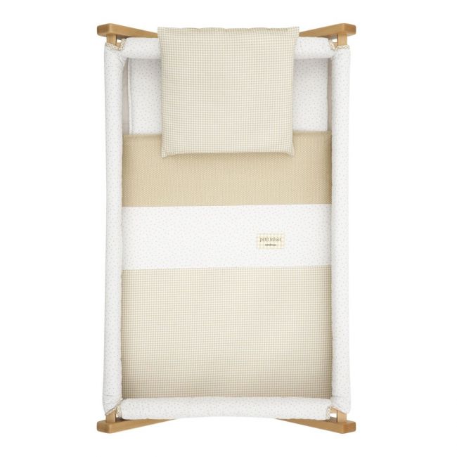 Minicama de Tesoura em Madeira Vichy10 Bege/Natural 55X87X74 Cm