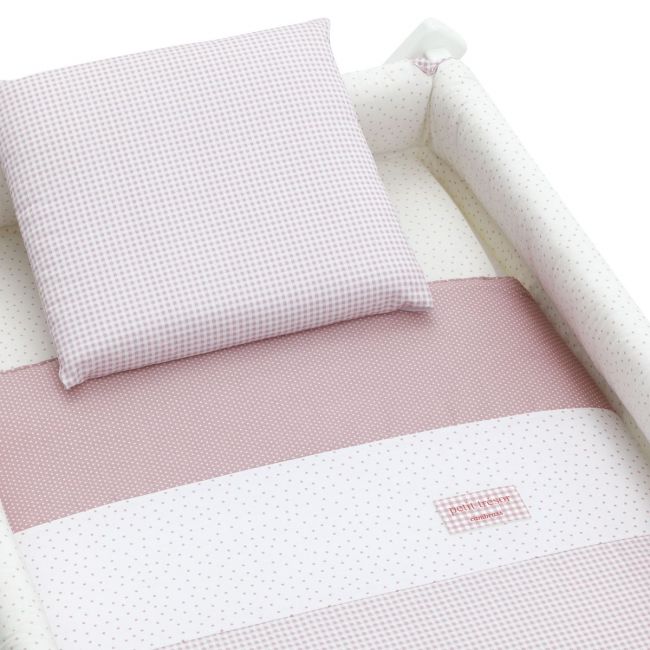 Minicama de Tesoura em Madeira Vichy10 Rosa/Bco 55X87X74 Cm