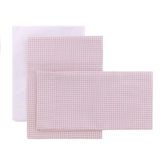 Lençol de Berço 3 Peças 80X120X1 Cm Vichy10 Rosa