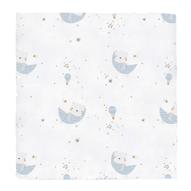 Musselina de Bambu 120x120cm Urso Azul