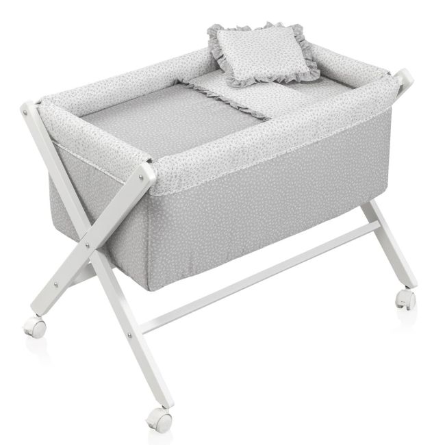 Minicama de balanço em madeira Liberty cinza/branco 55X87X74 cm