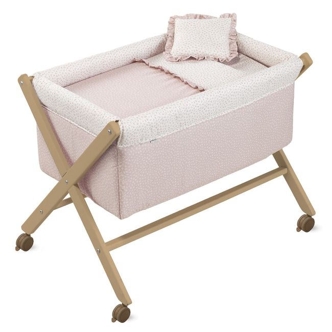 Minicama de Tesoura em Madeira Liberty Rosa/Natural 55X87X74 Cm