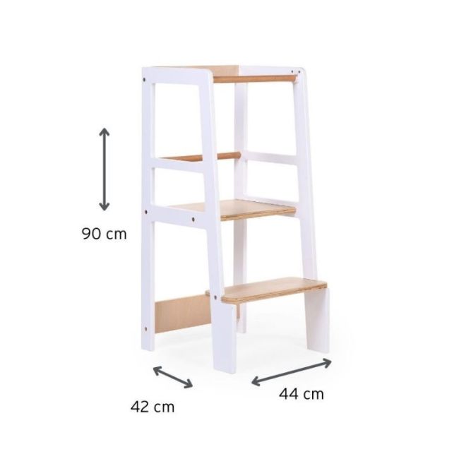 Torre de Aprendizagem Montessori Branco Natural