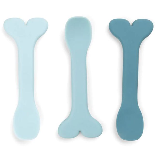 CUCHARA DE BEBE DE SILICONA 3-PACK WALLY AZUL