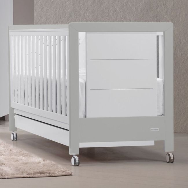 Berço Cama (140X70 cm) Inova Branco Fosco Prata Fosco