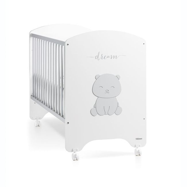 Berço (120X60 cm) Dream Bear Branco Fosco Prata Fosco