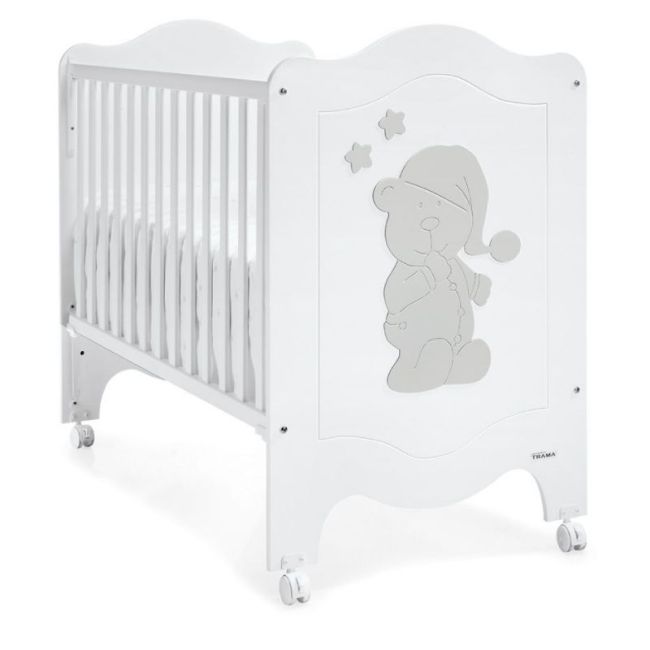 Cuna (120X60 Cm.) Sleepy Bear Blanco Mate Plata Mate