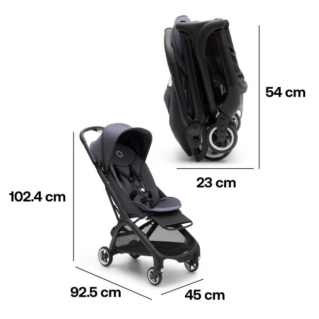 Carrinho de Passeio Bugaboo Butterfly Preto - Tempestade Azul - Tempestade Azul