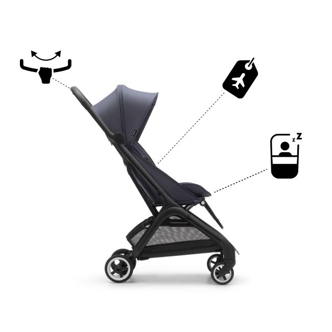 Carrinho de Passeio Bugaboo Butterfly Preto - Tempestade Azul - Tempestade Azul