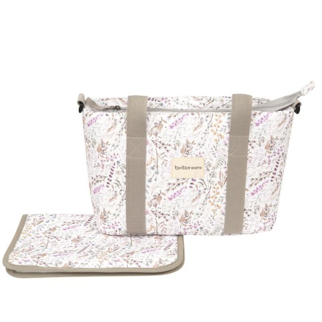 Bolso Crossbody + Cambiador Bimbidreams Estampado Niza - Blanco/Lila