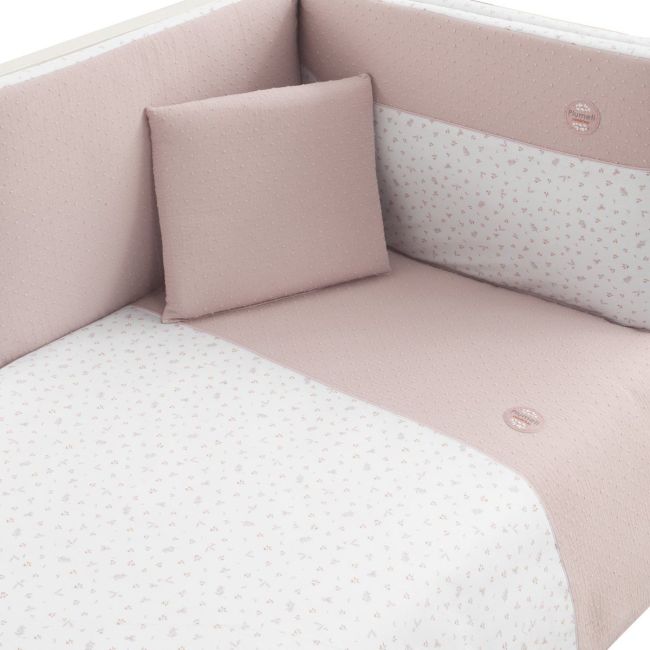 Conjunto de 2 Peças F.Nordica Berço 60 Plumeti Rosa 100X140X3 Cm