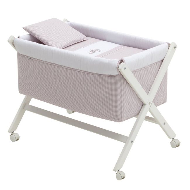 Minicama de balanço em madeira Mini Windsord Rosa/Branco 55X87X74 Cm