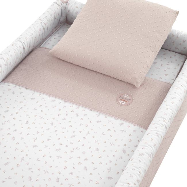 Minicama de Tesoura em Madeira Plumeti Rosa/Bco 55X87X74 Cm