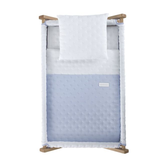 Minicama de Tesoura em Madeira Soft Azul Celeste/Natural 55X87X74 Cm