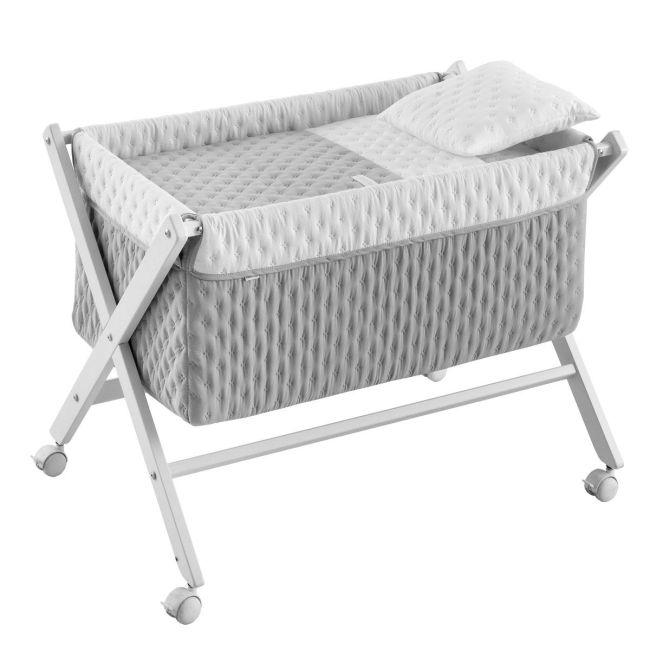 Minicuna Tijera Madera Soft Gris/Bco 55X87X74 Cm