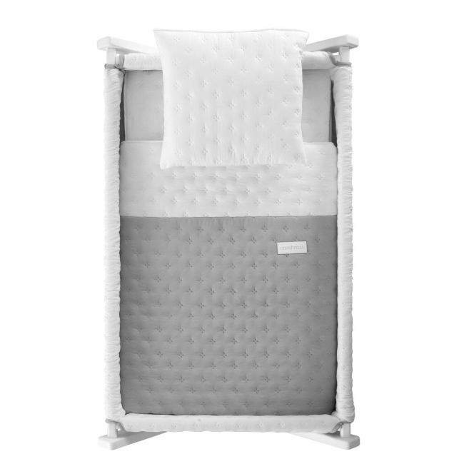 Minicama de balanço em madeira Soft cinza/branco 55X87X74 cm