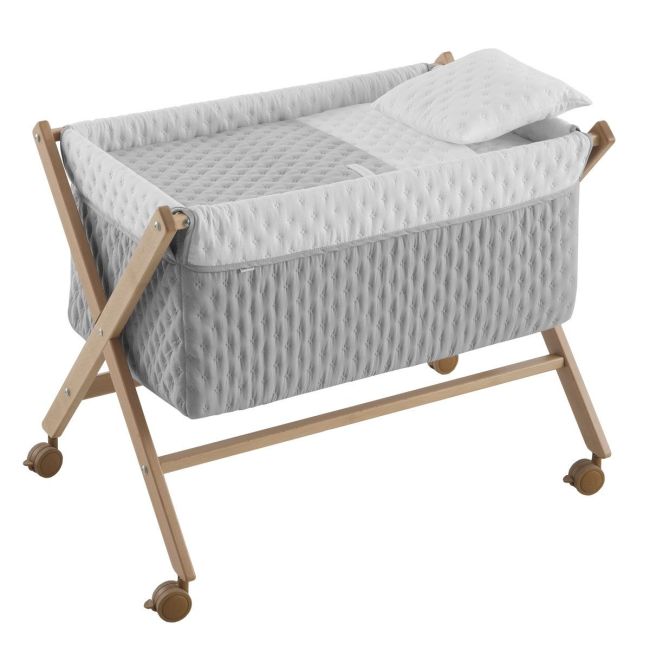 Minicama de balanço em madeira Soft cinza/natural 55X87X74 cm