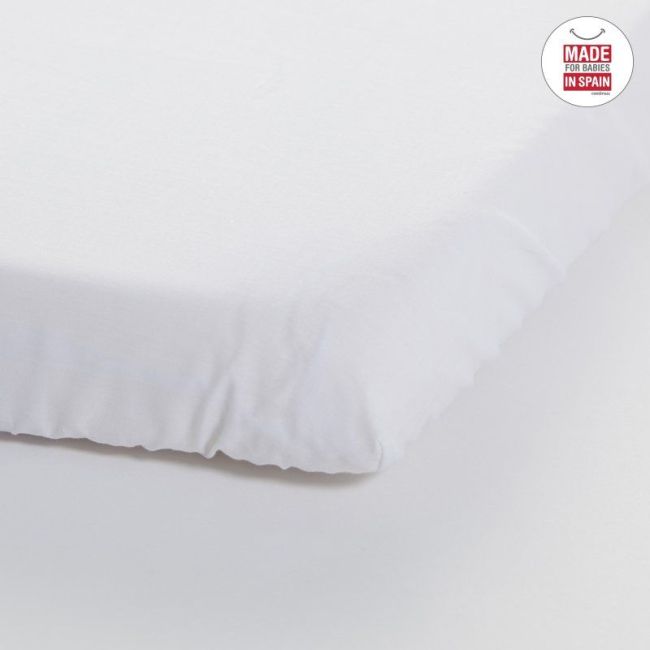 Lençol de baixo ajustável para minicama 50X90X12 cm liso e branco