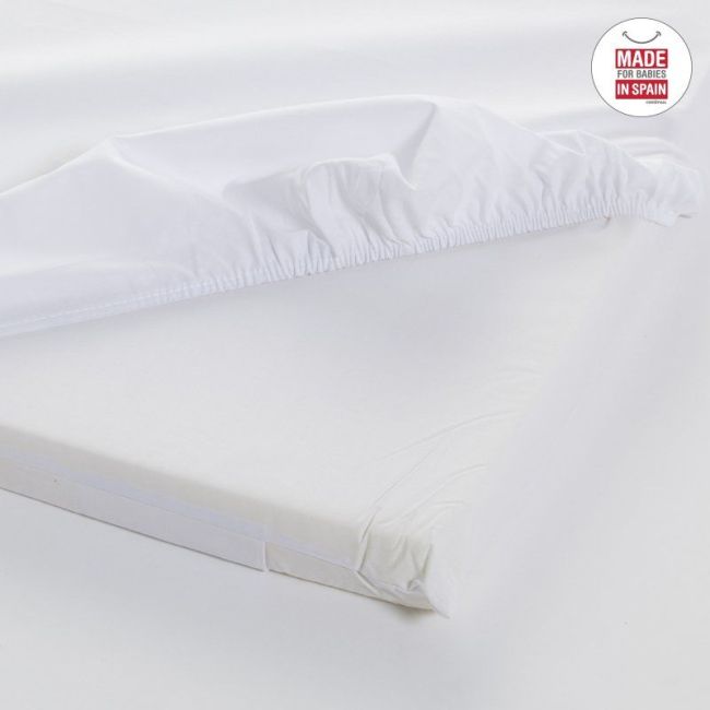 Lençol de baixo ajustável para minicama 50X90X12 cm liso e branco