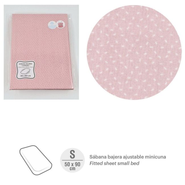 Lençol de baixo ajustável para minicama 50X90X12 cm Sky Rosa