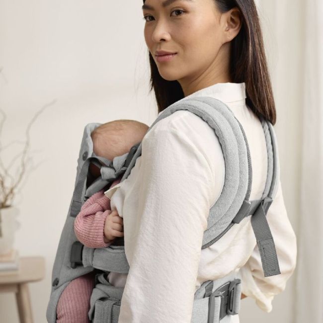 MOCHILA PORTA BEBE HARMONY WOVEN/MELANGE GRIS CLARO