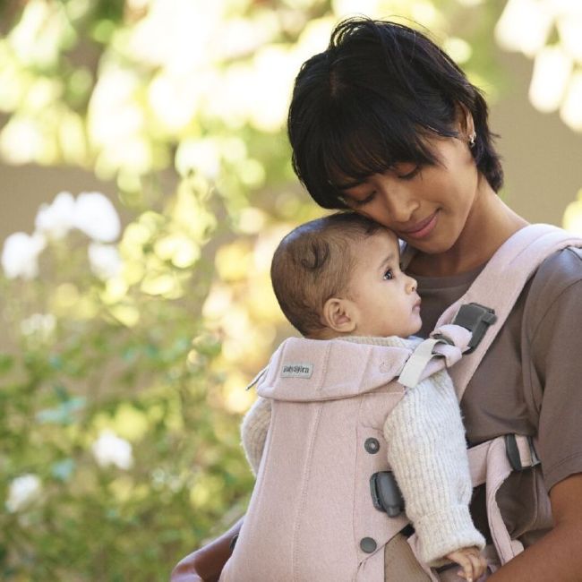 MOCHILA PORTA BEBE HARMONY WOVEN/MELANGE ROSA CLARO