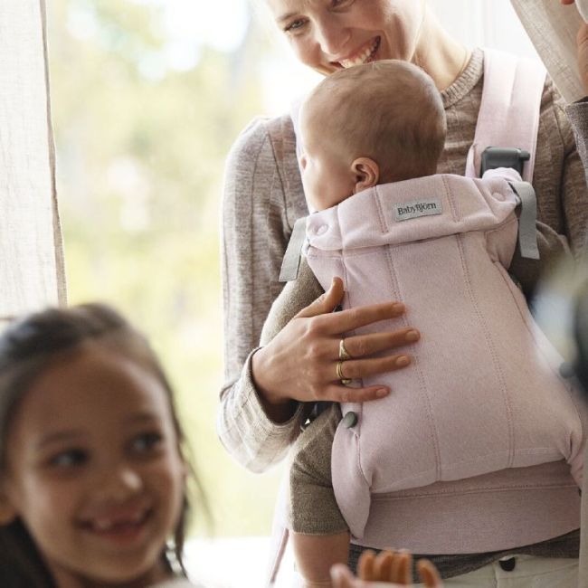 MOCHILA PORTA BEBE HARMONY WOVEN/MELANGE ROSA CLARO