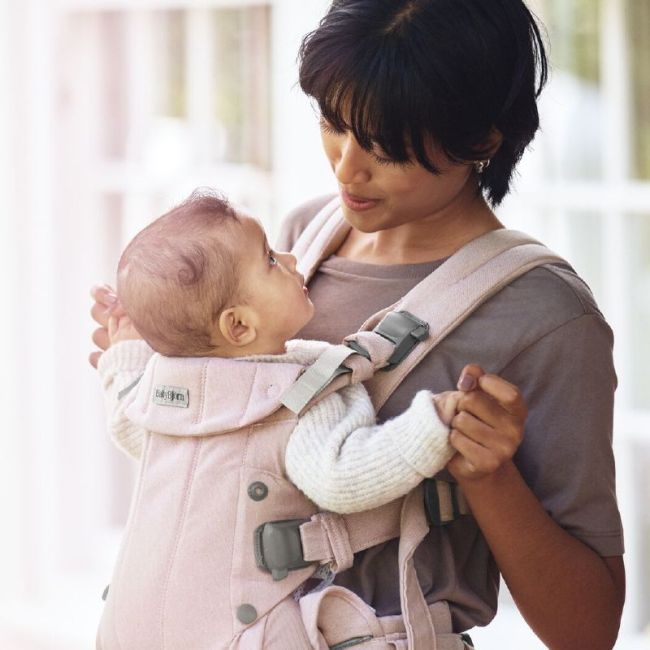 MOCHILA PORTA BEBE HARMONY WOVEN/MELANGE ROSA CLARO