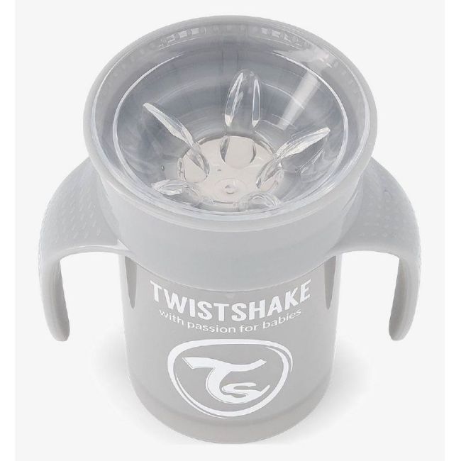 Copo de Aprendizagem Antiderrame 360º +6 Meses Twistshake - Cinza