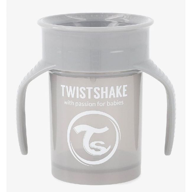 Copo de Aprendizagem Antiderrame 360º +6 Meses Twistshake - Cinza