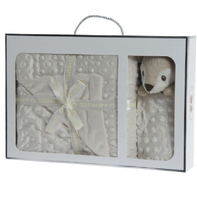 Set Manta Y Doudou Reno - Beige