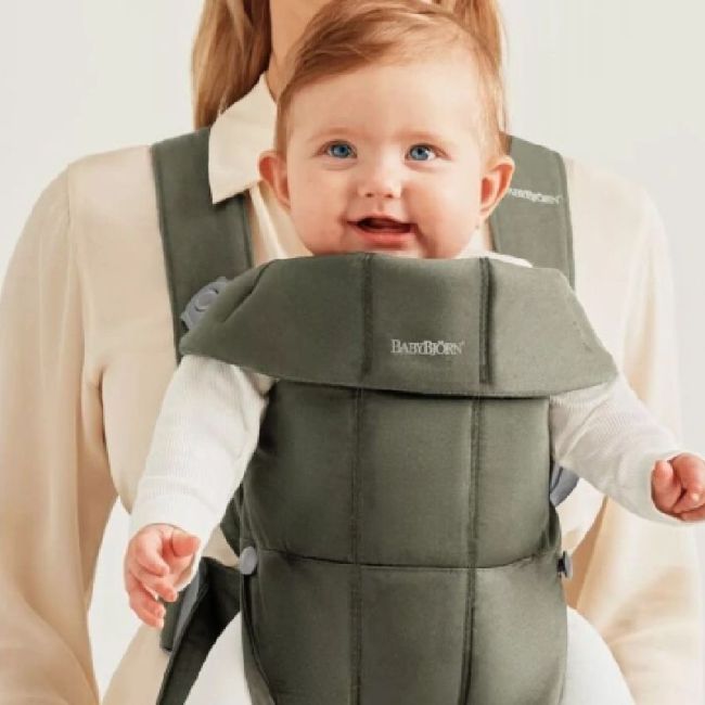 MOCHILA PORTA BEBE MINI TEJIDO WOVEN VERDE OSCURO