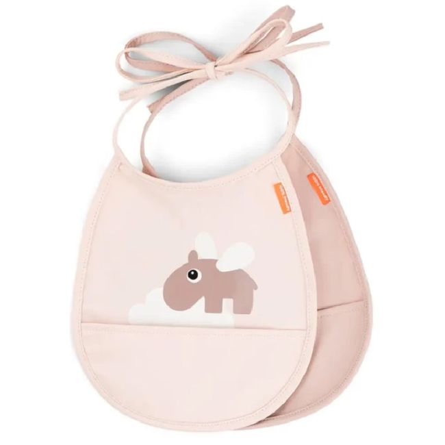 Set De 2 Baberos Con Bolsillo Pequeño Clouds - Rosa