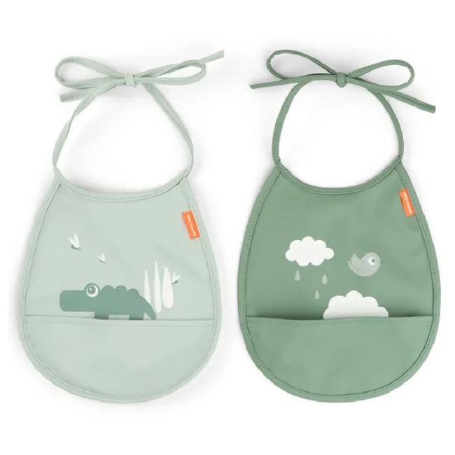 Set De 2 Baberos Con Bolsillo Pequeño Croco - Verde