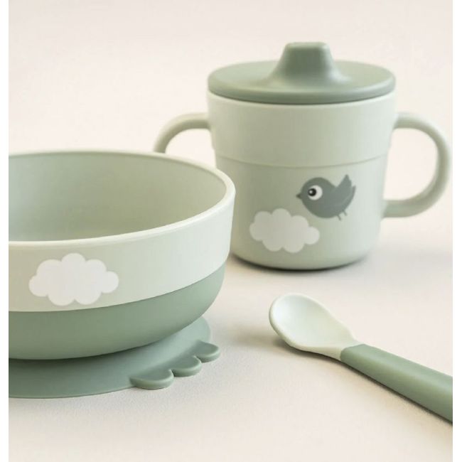 Set Vajilla Foodie First Meal Happy Clouds - Verde