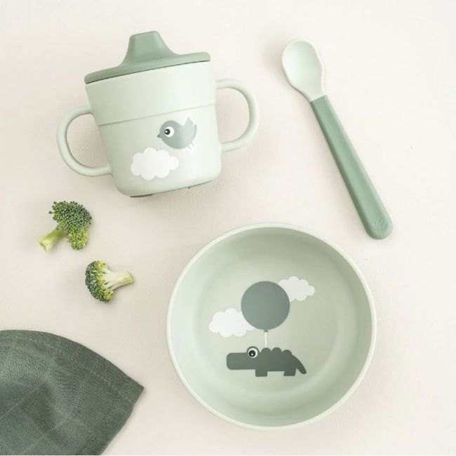 Set Vajilla Foodie First Meal Happy Clouds - Verde