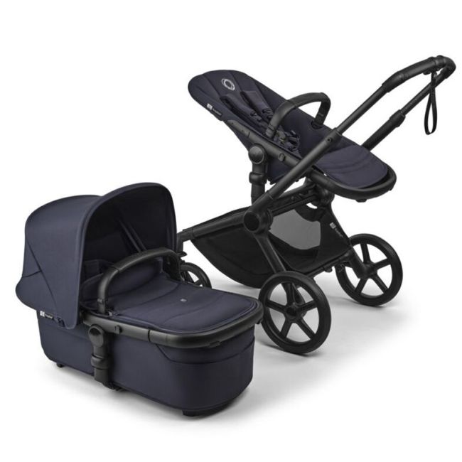 Carrinho Bugaboo Fox 5 Renew Preto-Azul Índigo-Azul Índigo Completo