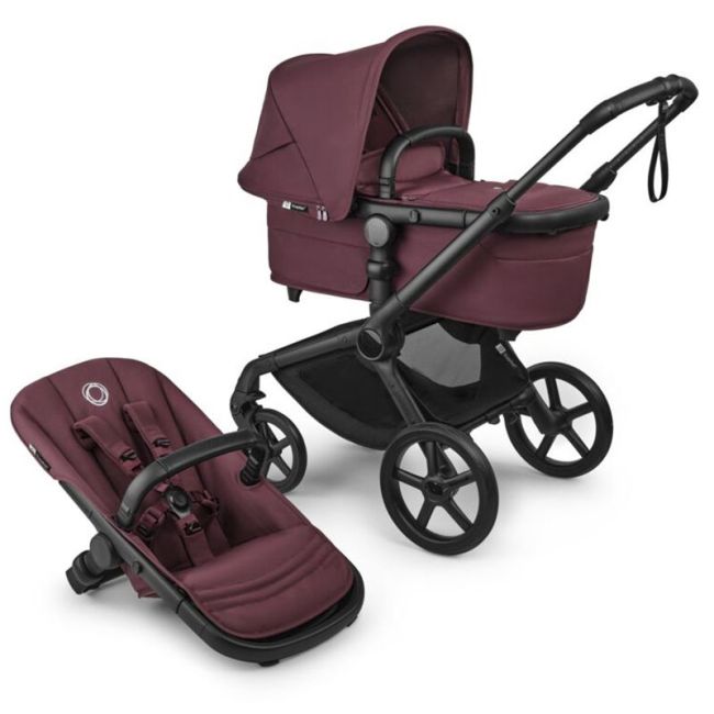 Carrinho Bugaboo Fox 5 Renew Preto-Vermelho Cereja-Vermelho Cereja Completo