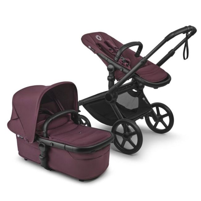 Carrinho Bugaboo Fox 5 Renew Preto-Vermelho Cereja-Vermelho Cereja Completo