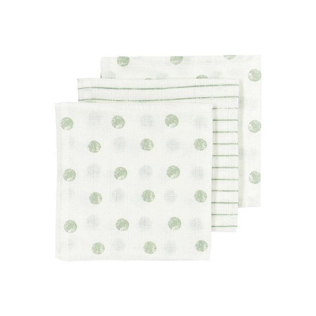 Muselina Mediana Pack De 3 70X70 Cm Me-Dot Stripe Soft Green