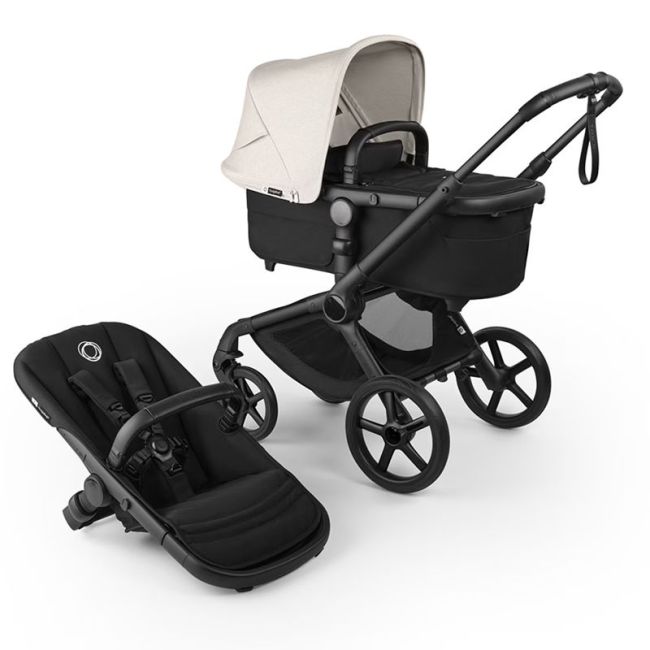 (foto)Carrinho Bugaboo Fox 5 Renew Preto-Preto Clássico-Branco Neblina Completo