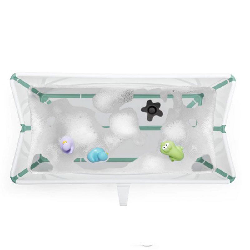  Stokke Flexi Bath - Paquete XL, color verde transparente,  amplia bañera para bebé + soporte para recién nacidos, ligero, plegable y  fácil de almacenar, ideal para edades de 0 a 6 años : Bebés