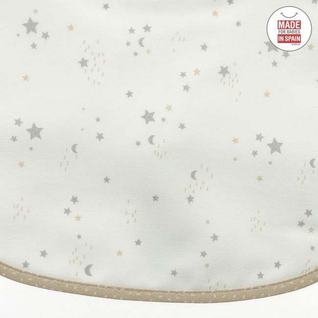 Babero Quadrado Com Velcro Sky Beige/Estrela 20X26 Cm CAMBRASS - 3