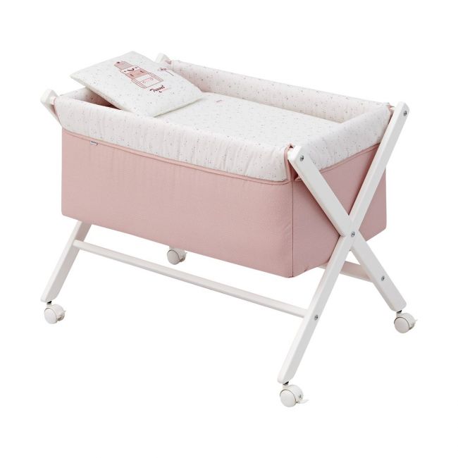 Minicuna Tesoura Madeira Sky Rosa/Bco 55X87X74 Cm CAMBRASS - 1