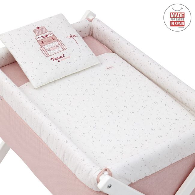 Minicuna Tesoura Madeira Sky Rosa/Bco 55X87X74 Cm CAMBRASS - 2