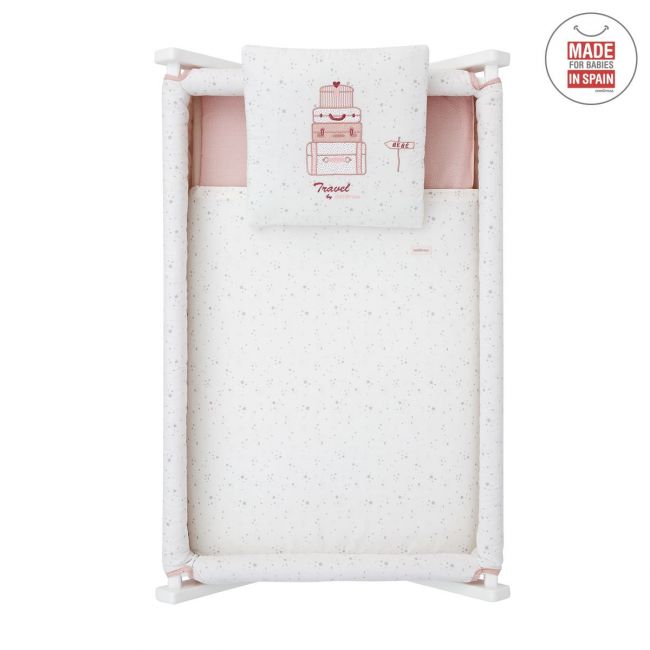 Minicuna Tesoura Madeira Sky Rosa/Bco 55X87X74 Cm CAMBRASS - 7